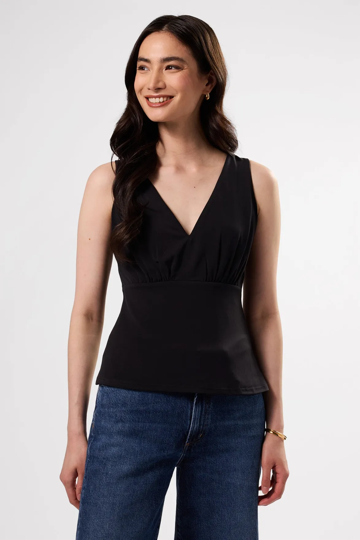 Tops|Clearance^Amour Vert Zoe Deep V Tank Black