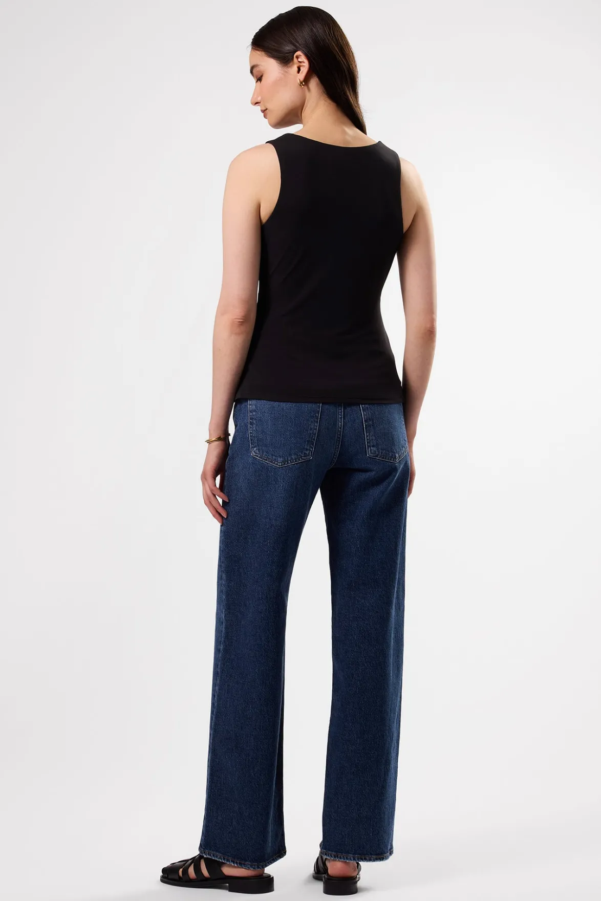 Tops|Clearance^Amour Vert Zoe Deep V Tank Black